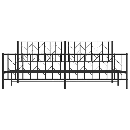 Metal Bed Frame without Mattress with Footboard Black 200x200cm