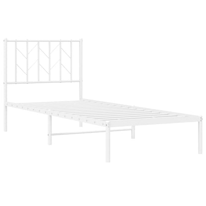 Metal Bed Frame without Mattress with Headboard White 80x200cm