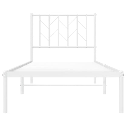 Metal Bed Frame without Mattress with Headboard White 80x200cm