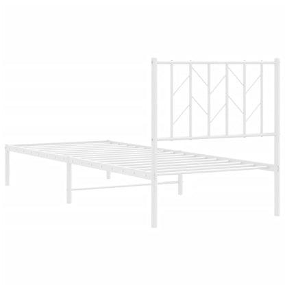 Metal Bed Frame without Mattress with Headboard White 80x200cm