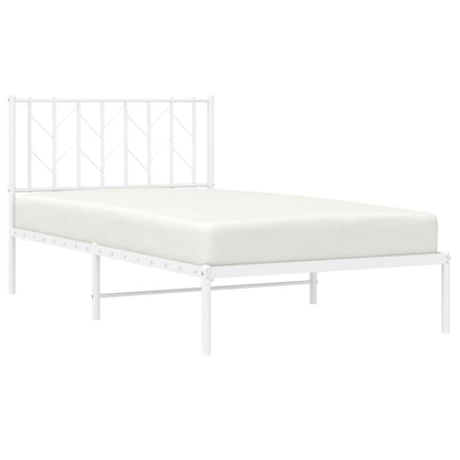 Metal Bed Frame without Mattress with Headboard White 100x190cm