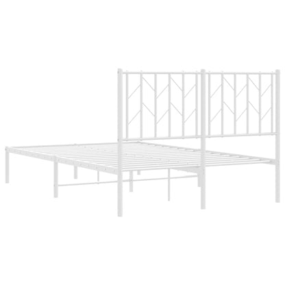 Metal Bed Frame without Mattress with Headboard White 120x200cm