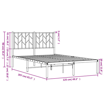 Metal Bed Frame without Mattress with Headboard White 120x200cm