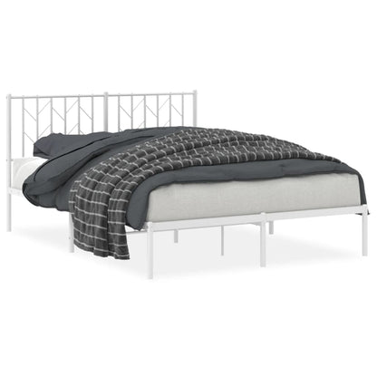 Metal Bed Frame without Mattress with Headboard White 135x190cm