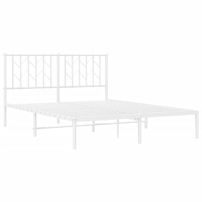 Metal Bed Frame without Mattress with Headboard White 135x190cm