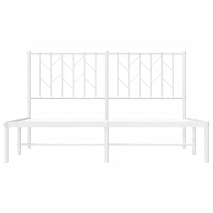 Metal Bed Frame without Mattress with Headboard White 135x190cm