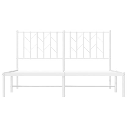 Metal Bed Frame without Mattress with Headboard White 140x190cm