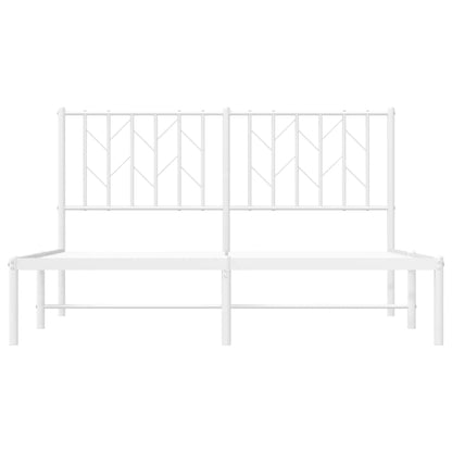 Metal Bed Frame without Mattress with Headboard White 140x200cm