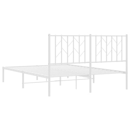 Metal Bed Frame without Mattress with Headboard White 140x200cm