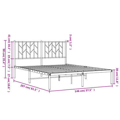 Metal Bed Frame without Mattress with Headboard White 140x200cm