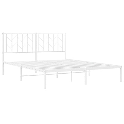 Metal Bed Frame without Mattress with Headboard White 150x200cm