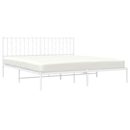 Metal Bed Frame without Mattress with Headboard White 180x200cm