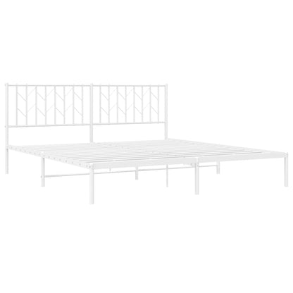 Metal Bed Frame without Mattress with Headboard White 180x200cm