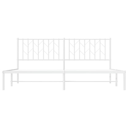 Metal Bed Frame without Mattress with Headboard White 180x200cm