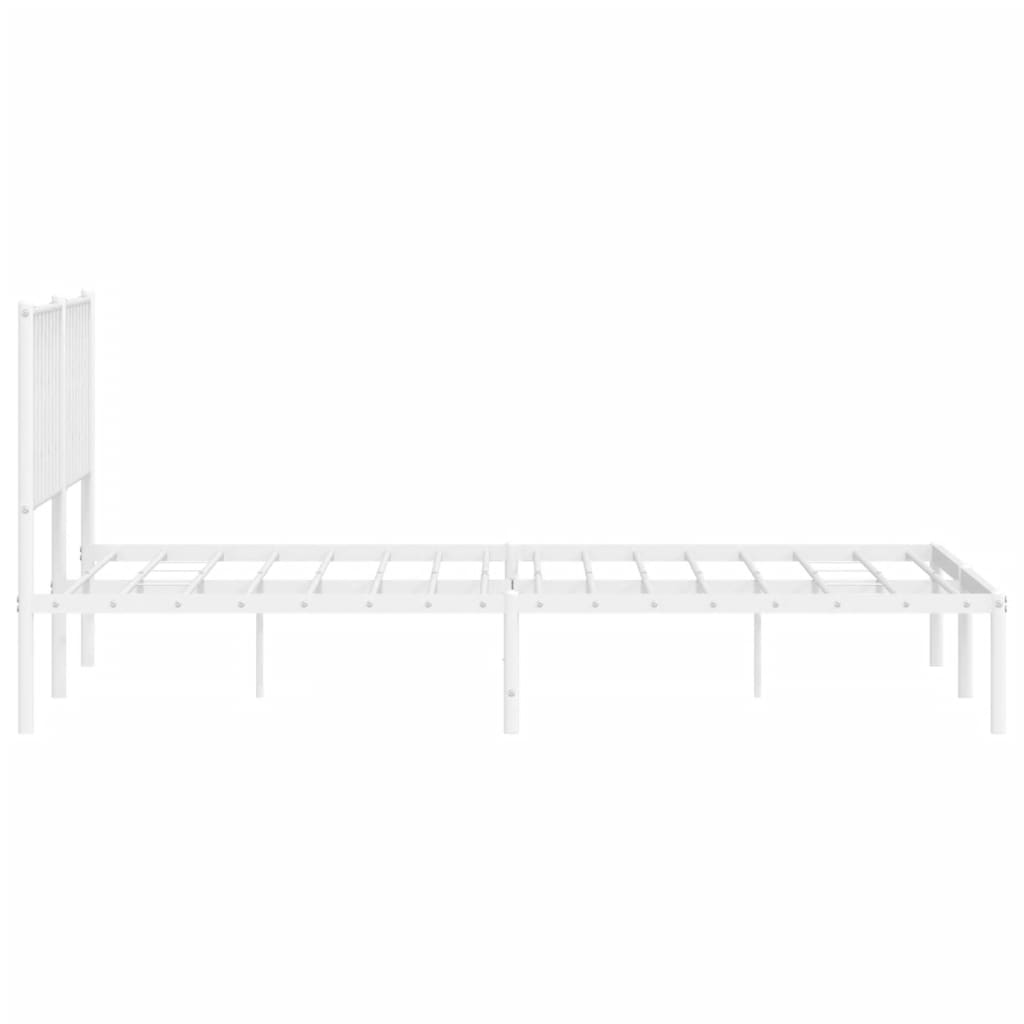 Metal Bed Frame without Mattress with Headboard White 180x200cm