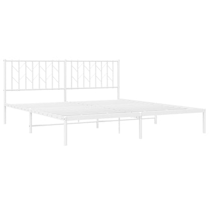 Metal Bed Frame without Mattress with Headboard White 183x213cm