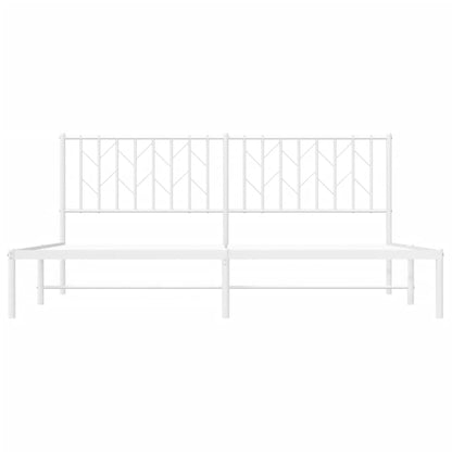 Metal Bed Frame without Mattress with Headboard White 183x213cm