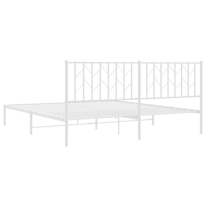 Metal Bed Frame without Mattress with Headboard White 183x213cm