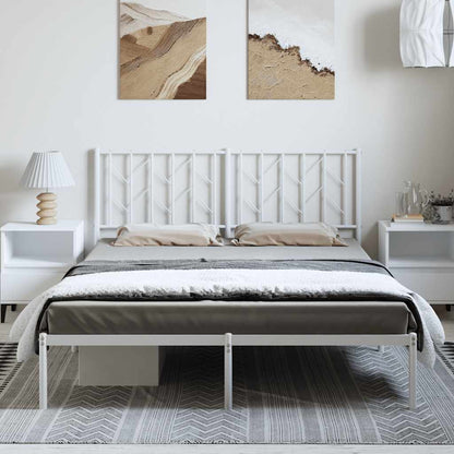Metal Bed Frame without Mattress with Headboard White 193x203cm