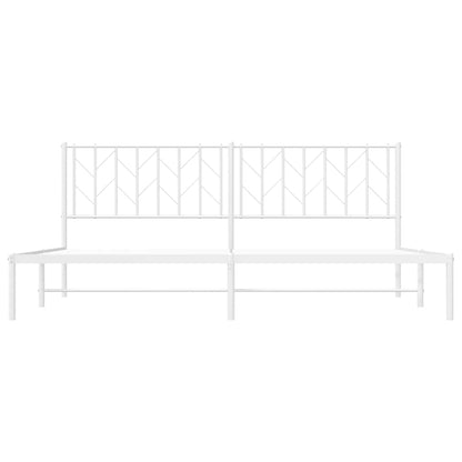 Metal Bed Frame without Mattress with Headboard White 193x203cm