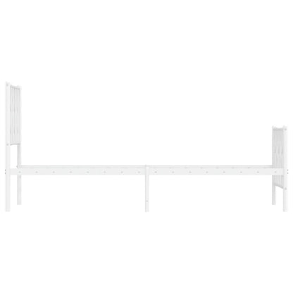 Metal Bed Frame without Mattress with Footboard White 75x190cm