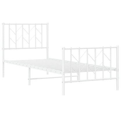 Metal Bed Frame without Mattress with Footboard White 80x200cm