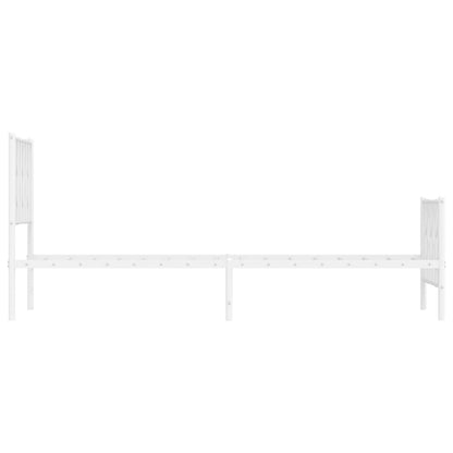 Metal Bed Frame without Mattress with Footboard White 80x200cm