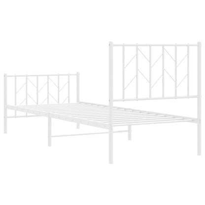 Metal Bed Frame without Mattress with Footboard White 80x200cm