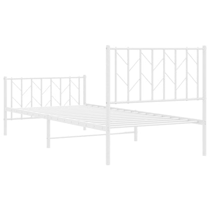 Metal Bed Frame without Mattress with Footboard White 90x200cm
