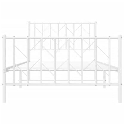 Metal Bed Frame without Mattress with Footboard White 100x190cm