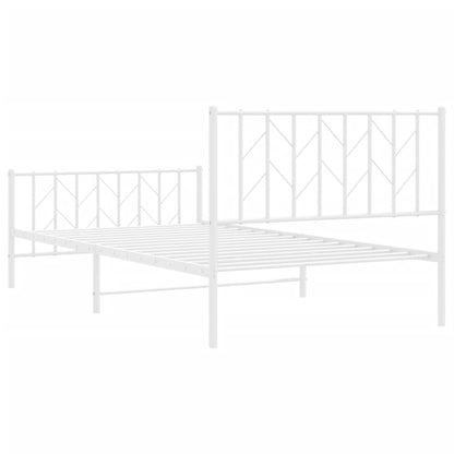 Metal Bed Frame without Mattress with Footboard White 107x203cm