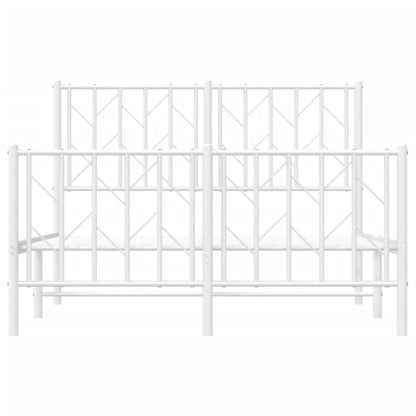 Metal Bed Frame without Mattress with Footboard White 120x200cm