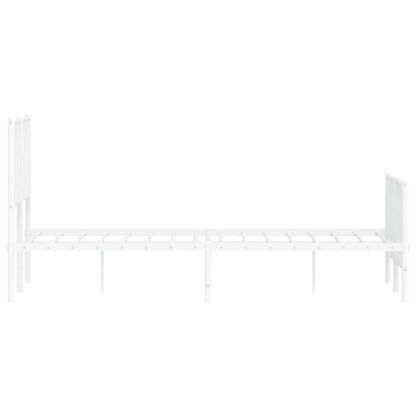Metal Bed Frame without Mattress with Footboard White 120x200cm