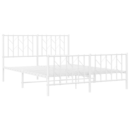Metal Bed Frame without Mattress with Footboard White 140x200cm