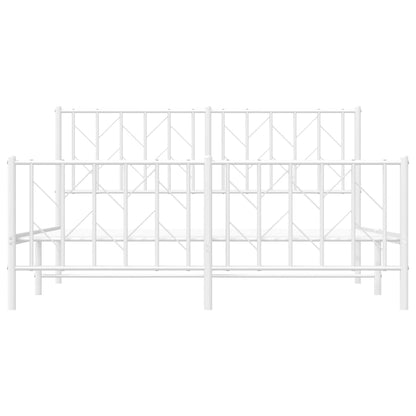 Metal Bed Frame without Mattress with Footboard White 150x200cm