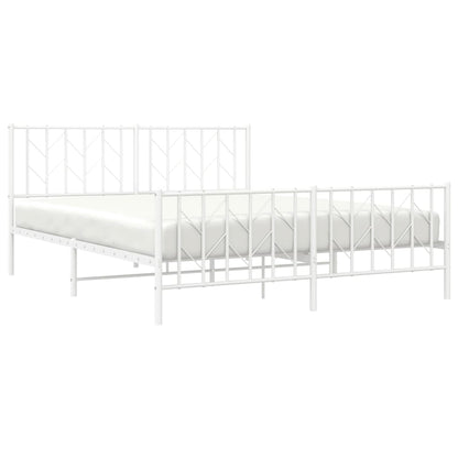 Metal Bed Frame without Mattress with Footboard White 160x200cm