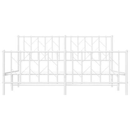 Metal Bed Frame without Mattress with Footboard White 160x200cm
