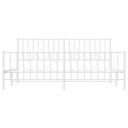 Metal Bed Frame without Mattress with Footboard White 180x200cm