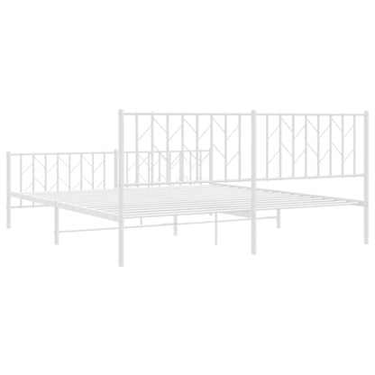 Metal Bed Frame without Mattress with Footboard White 180x200cm