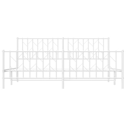 Metal Bed Frame without Mattress with Footboard White 183x213cm