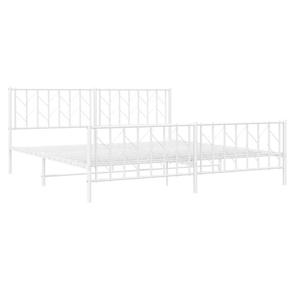 Metal Bed Frame without Mattress with Footboard White 193x203cm