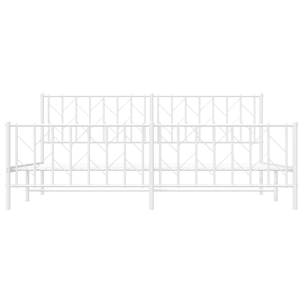 Metal Bed Frame without Mattress with Footboard White 193x203cm