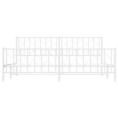 Metal Bed Frame without Mattress with Footboard White 193x203cm