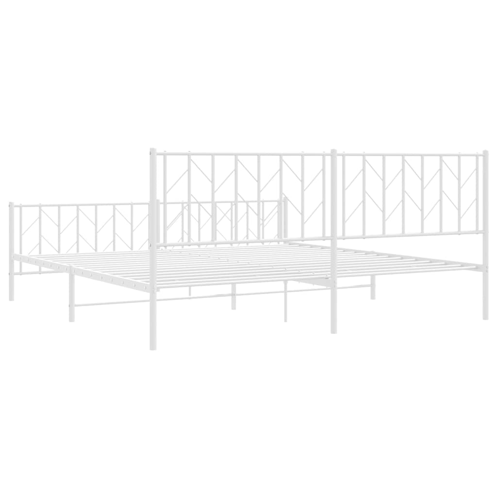 Metal Bed Frame without Mattress with Footboard White 193x203cm
