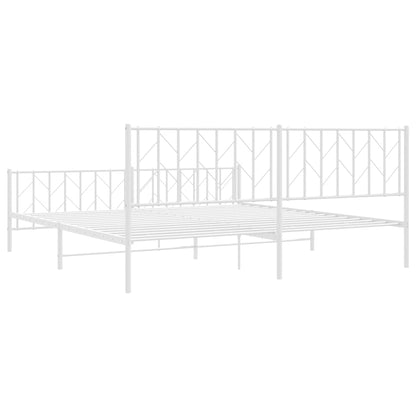 Metal Bed Frame without Mattress with Footboard White 193x203cm