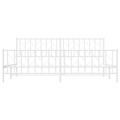 Metal Bed Frame without Mattress with Footboard White 200x200cm