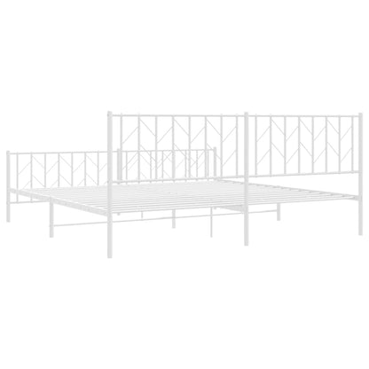 Metal Bed Frame without Mattress with Footboard White 200x200cm