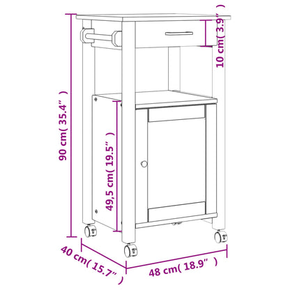 Kitchen Trolley MONZA 48x40x90 cm Solid Wood Pine