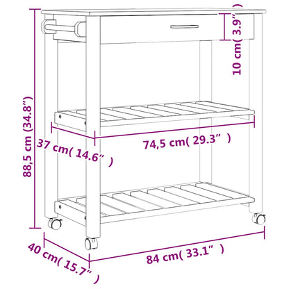 Kitchen Trolley MONZA 84x40x88.5 cm Solid Wood Pine