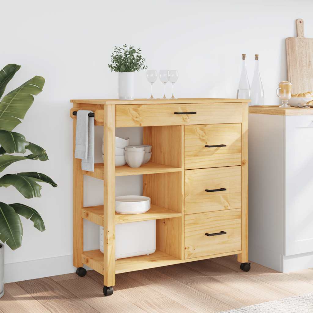 Kitchen Trolley MONZA 84x40x88.5 cm Solid Wood Pine